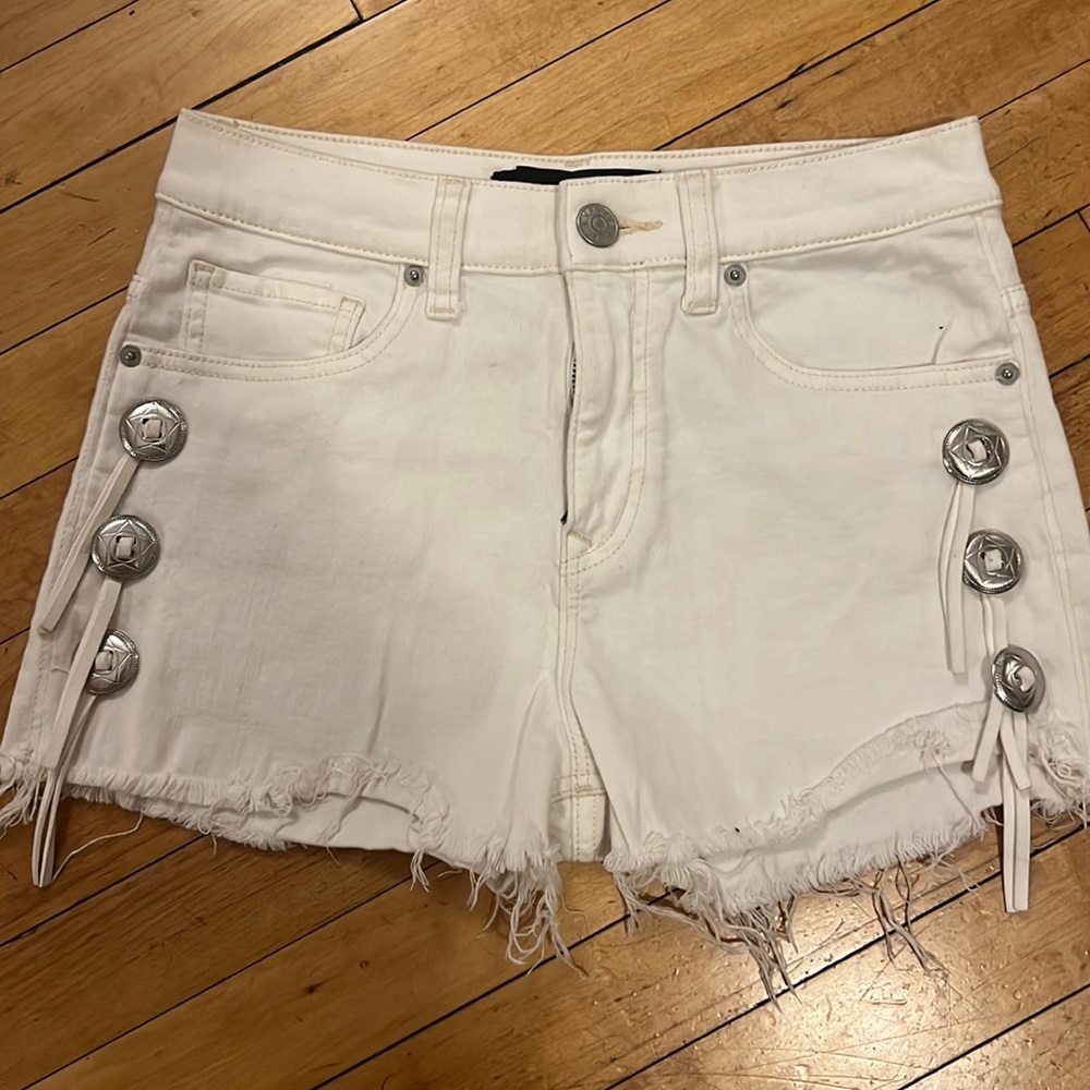 Express White denim shorts